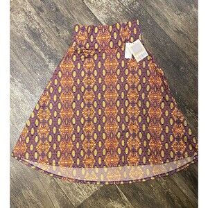 LuLaRoe Azure Skirt Blue Orange Yellow Geometric Print Size Small NWT